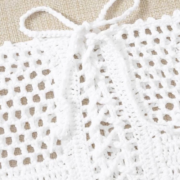 White Crochet Lace Up Shorts - Picture 9 of 10